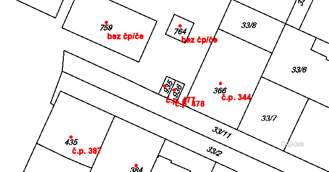 Přerov II-Předmostí 477, Přerov na parcele st. 935 v KÚ Předmostí, Katastrální mapa