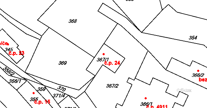 Lukášov 24, Jablonec nad Nisou na parcele st. 367/1 v KÚ Lukášov, Katastrální mapa