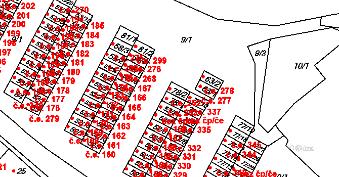Chanov 262, Obrnice na parcele st. 78/2 v KÚ Chanov, Katastrální mapa