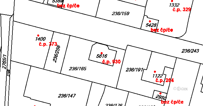 Střední Předměstí 930, Trutnov na parcele st. 5616 v KÚ Trutnov, Katastrální mapa