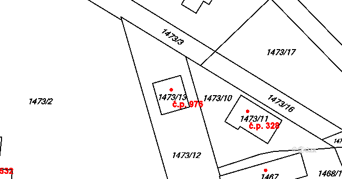 Žamberk 976 na parcele st. 1473/13 v KÚ Žamberk, Katastrální mapa
