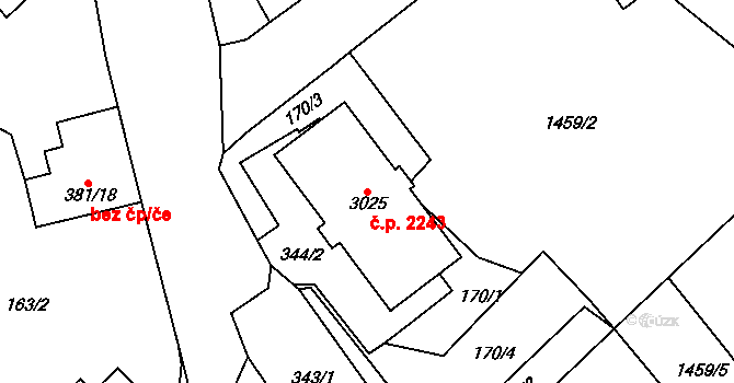 Předměstí 2243, Svitavy na parcele st. 3025 v KÚ Svitavy-předměstí, Katastrální mapa