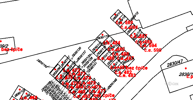 Rumburk 1 480, Rumburk na parcele st. 2830/116 v KÚ Rumburk, Katastrální mapa