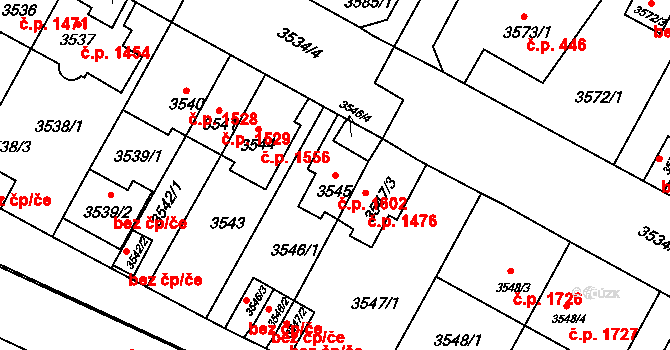 Předměstí 1602, Litoměřice na parcele st. 3545 v KÚ Litoměřice, Katastrální mapa