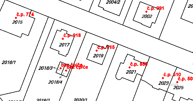 Benešov 815 na parcele st. 2019 v KÚ Benešov u Prahy, Katastrální mapa