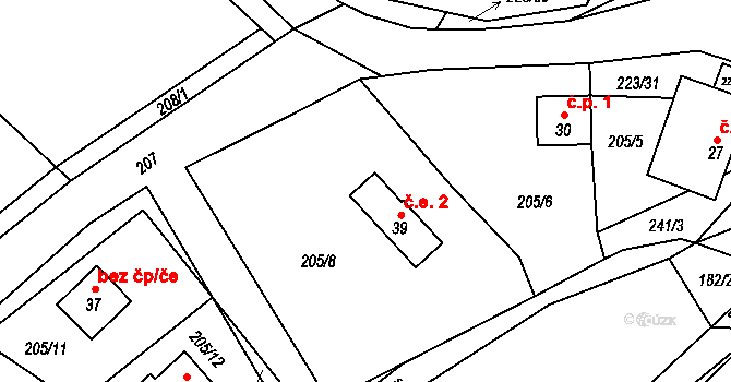 Turovka 2, Horní Cerekev na parcele st. 39 v KÚ Turovka, Katastrální mapa