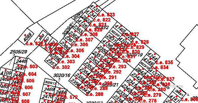Kyjov 296 na parcele st. 2351 v KÚ Kyjov, Katastrální mapa