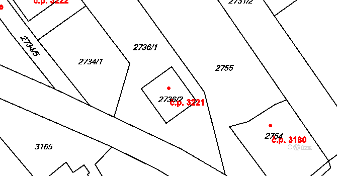 Martinov 3221, Ostrava na parcele st. 2736/2 v KÚ Martinov ve Slezsku, Katastrální mapa
