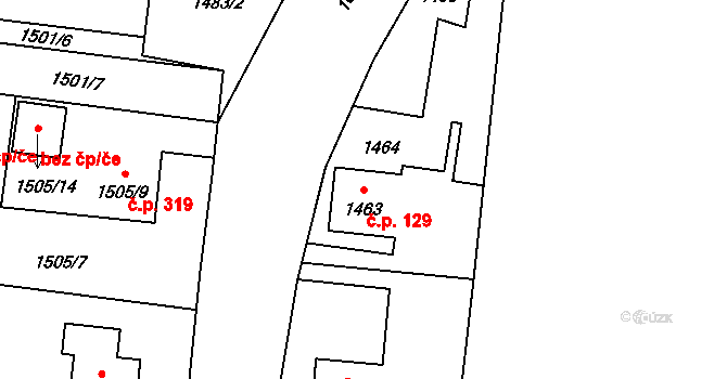 Nová Bělá 129, Ostrava na parcele st. 1463 v KÚ Nová Bělá, Katastrální mapa