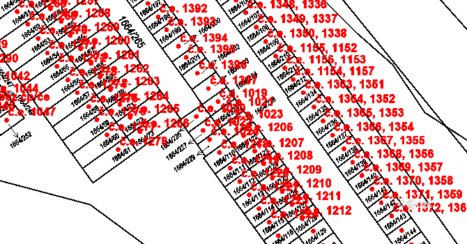 Teplické Předměstí 1023, Bílina na parcele st. 1664/228 v KÚ Bílina, Katastrální mapa