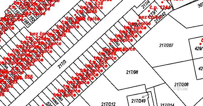 Sezimovo Ústí 507 na parcele st. 536/13 v KÚ Sezimovo Ústí, Katastrální mapa
