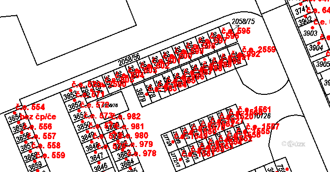 Hodonín 985 na parcele st. 3877 v KÚ Hodonín, Katastrální mapa