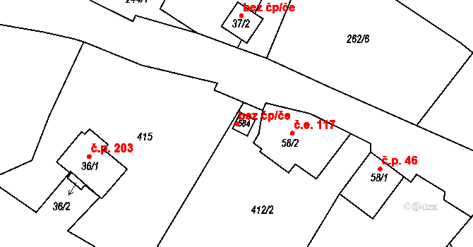 Lučany nad Nisou 38455021 na parcele st. 584 v KÚ Horní Maxov, Katastrální mapa
