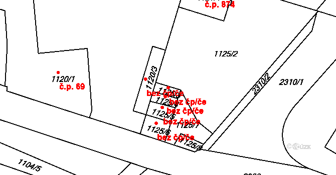 Teplice 39161021 na parcele st. 1125/3 v KÚ Teplice-Trnovany, Katastrální mapa