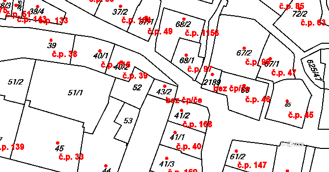 Třebíč 39355021 na parcele st. 43/2 v KÚ Podklášteří, Katastrální mapa