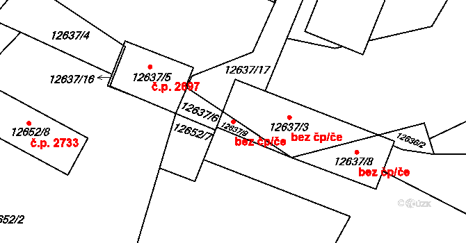 Plzeň 40239021 na parcele st. 12637/9 v KÚ Plzeň 4, Katastrální mapa