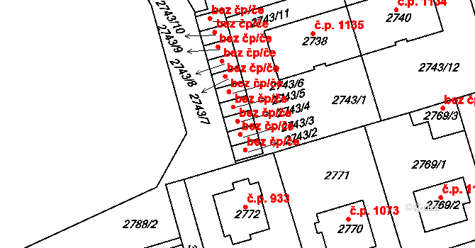 Praha 40384021 na parcele st. 2743/4 v KÚ Michle, Katastrální mapa