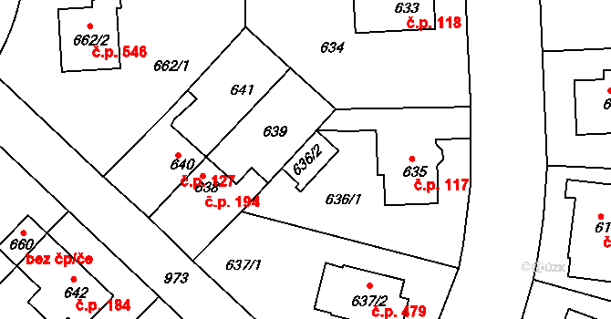 Praha 8 40479021 na parcele st. 636/2 v KÚ Hostavice, Katastrální mapa