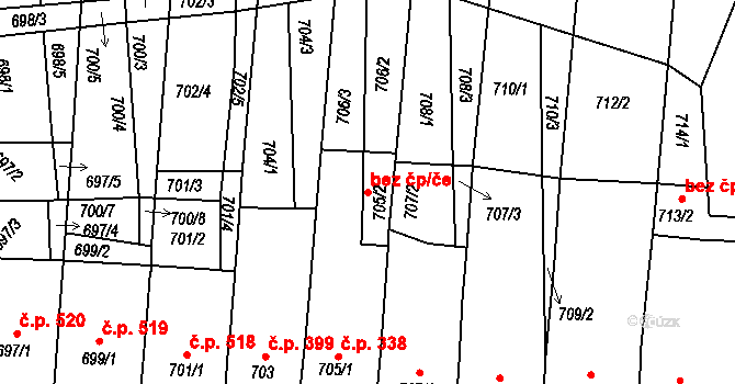 Prušánky 42120021 na parcele st. 705/2 v KÚ Prušánky, Katastrální mapa