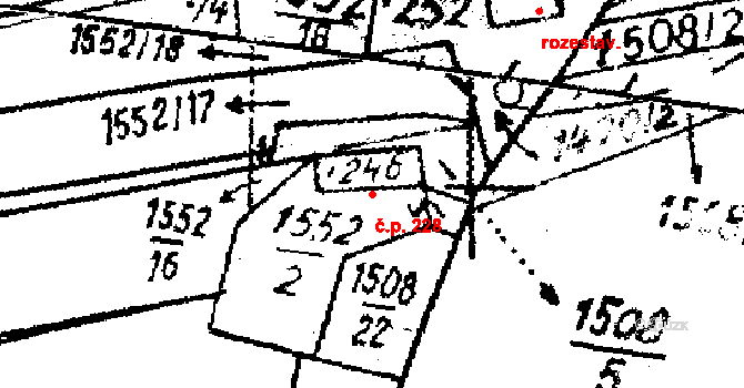 Studánka 228 na parcele st. 246 v KÚ Studánka u Tachova, Katastrální mapa