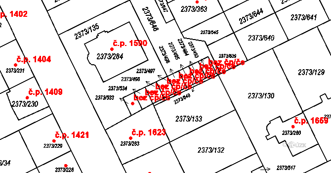 Opava 43789021 na parcele st. 2373/497 v KÚ Opava-Předměstí, Katastrální mapa