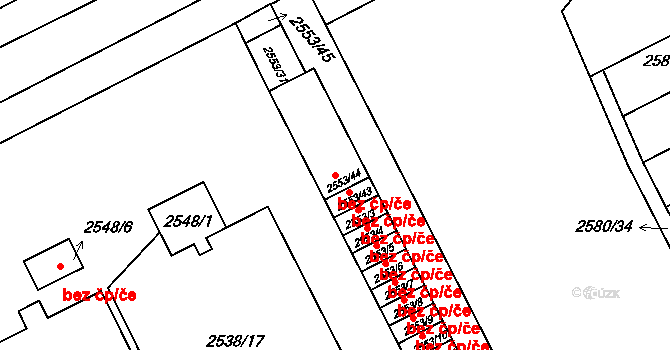 Přerov 43847021 na parcele st. 2553/44 v KÚ Přerov, Katastrální mapa
