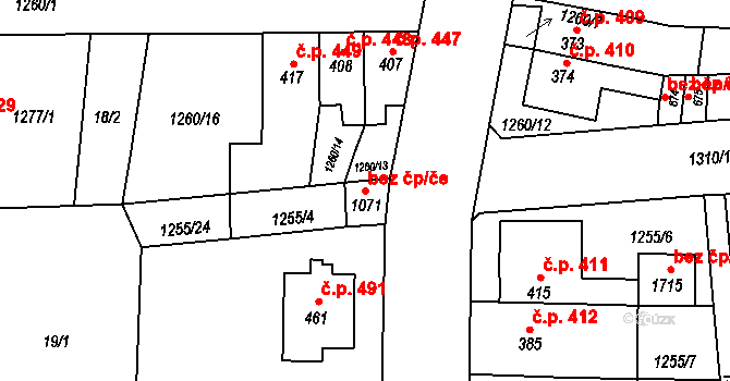 Svitavy 46416021 na parcele st. 1071 v KÚ Čtyřicet Lánů, Katastrální mapa