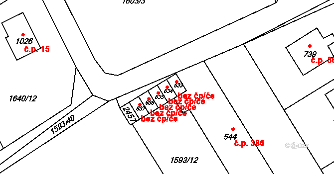 Dašice 48647021 na parcele st. 634 v KÚ Dašice, Katastrální mapa