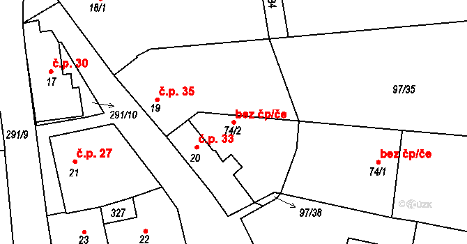 Osek 49440021 na parcele st. 74/2 v KÚ Osek u Radomyšle, Katastrální mapa