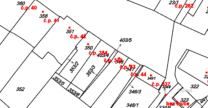 Perná 332 na parcele st. 403/4 v KÚ Perná, Katastrální mapa