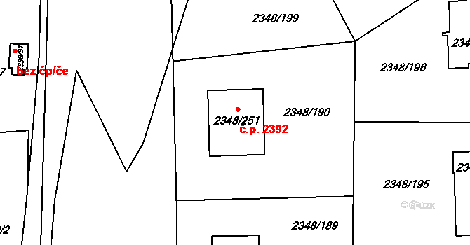 Pelhřimov 2392 na parcele st. 2348/251 v KÚ Pelhřimov, Katastrální mapa
