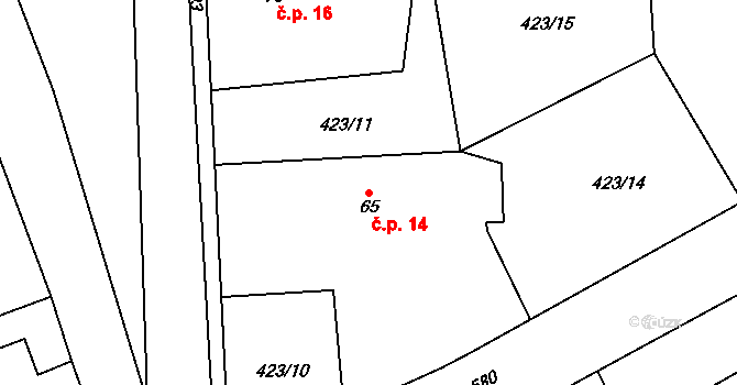 Nákle 14, Klešice na parcele st. 65 v KÚ Klešice, Katastrální mapa