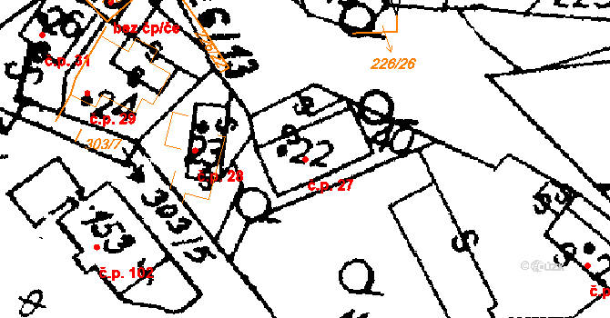 Stíčany 27, Hrochův Týnec na parcele st. 22 v KÚ Stíčany, Katastrální mapa