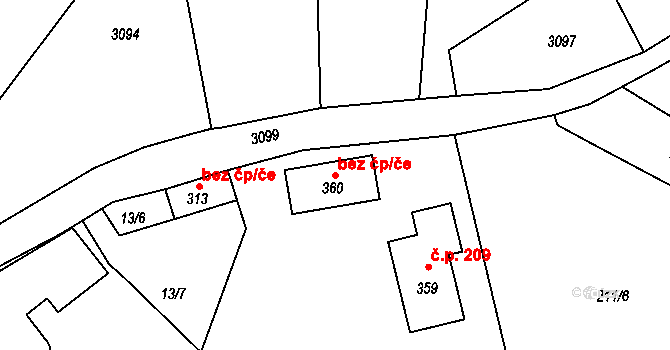 Rychnov nad Kněžnou 54091021 na parcele st. 360 v KÚ Dlouhá Ves u Rychnova nad Kněžnou, Katastrální mapa