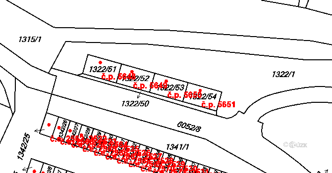 Jihlava 5650 na parcele st. 1322/53 v KÚ Jihlava, Katastrální mapa