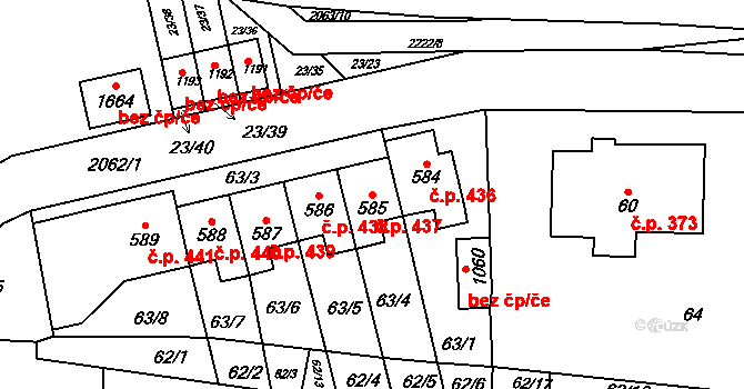 Králíky 437 na parcele st. 585 v KÚ Králíky, Katastrální mapa
