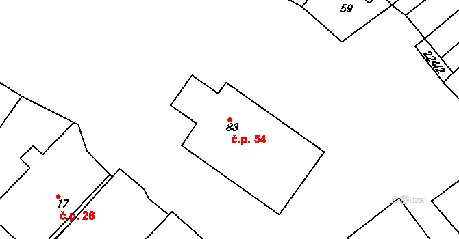 Řitka 54 na parcele st. 83 v KÚ Řitka, Katastrální mapa