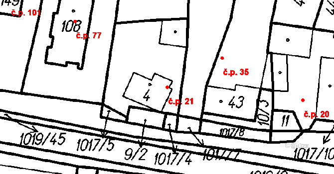 Mochtín 21 na parcele st. 4 v KÚ Mochtín, Katastrální mapa