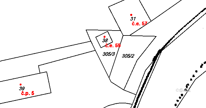 Nuzerov 59, Sušice na parcele st. 38 v KÚ Nuzerov, Katastrální mapa