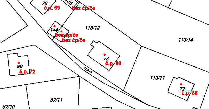 Jizbice 66, Náchod na parcele st. 73 v KÚ Jizbice u Náchoda, Katastrální mapa