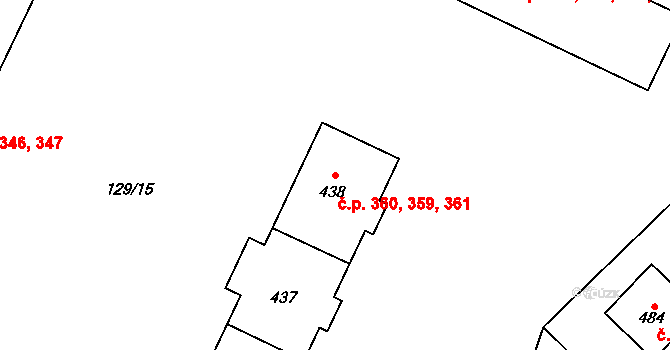 Studánka 359,360,361, Pardubice na parcele st. 437 v KÚ Studánka, Katastrální mapa