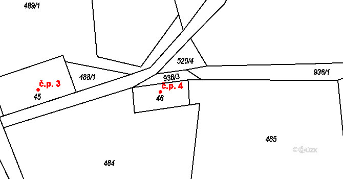 Dubovice 4, Žernovice na parcele st. 46 v KÚ Žernovice, Katastrální mapa