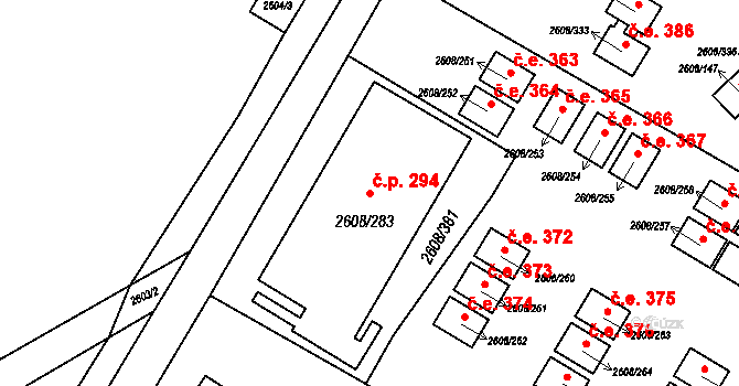 Staré Splavy 294, Doksy na parcele st. 2608/283 v KÚ Doksy u Máchova jezera, Katastrální mapa