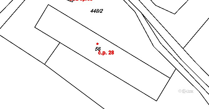Kruh 28, Doksy na parcele st. 56 v KÚ Kruh v Podbezdězí, Katastrální mapa