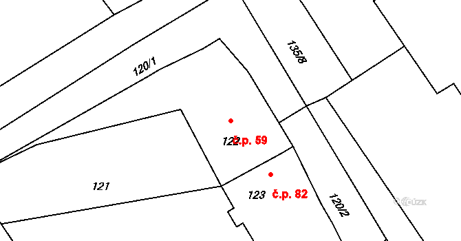 Stachovice 59, Fulnek na parcele st. 122 v KÚ Stachovice, Katastrální mapa