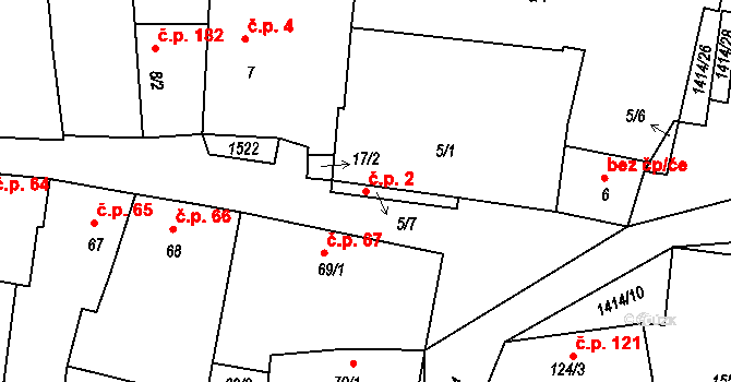 Lhenice 2 na parcele st. 5/1 v KÚ Lhenice, Katastrální mapa