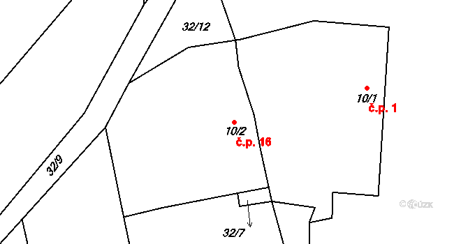 Milotičky 16, Červená Řečice na parcele st. 10/2 v KÚ Milotičky, Katastrální mapa