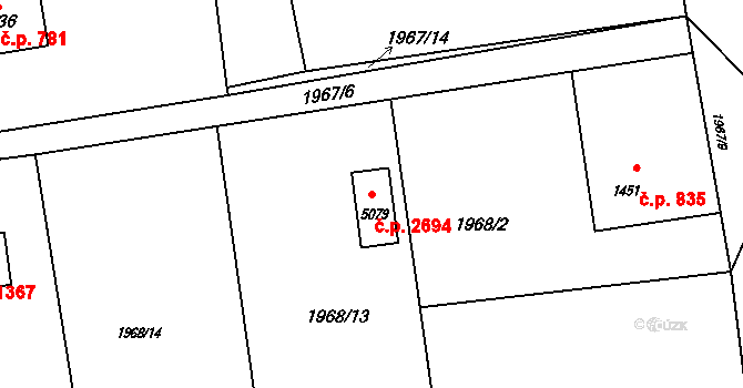 Rožnov pod Radhoštěm 2694 na parcele st. 5079 v KÚ Rožnov pod Radhoštěm, Katastrální mapa