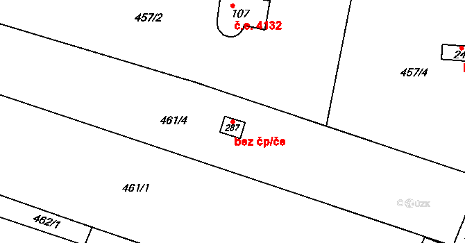 Znojmo 89599021 na parcele st. 287 v KÚ Znojmo-Hradiště, Katastrální mapa