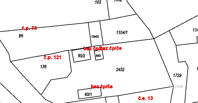 Blšany 96423021 na parcele st. 80/3 v KÚ Soběchleby u Podbořan, Katastrální mapa